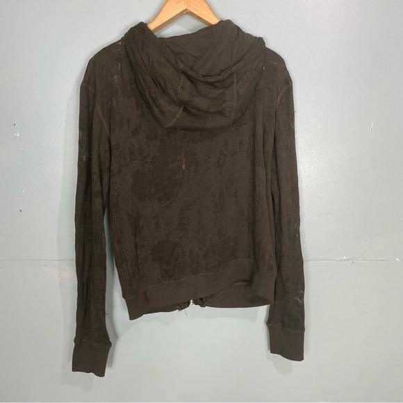 Iro Agouli Zip Up‎ Hoodie Sweater Sz S Charcoal Dark Green Distressed Trashed - Picture 6 of 8